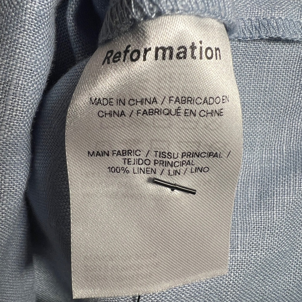 Reformation Kienna Linen Dress in Mineral (Light Blue), Women's XL - Picture 4 of 16
